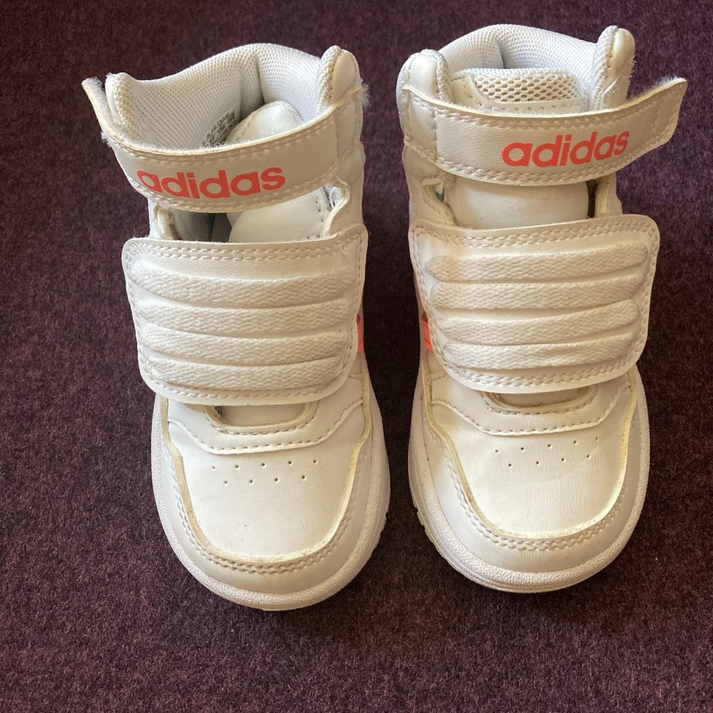 Adidas, Hoops Mid-Top Toddler Girl, Sports, White, Pink, Blue